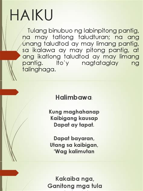 Haiku examples tagalog pag ibig